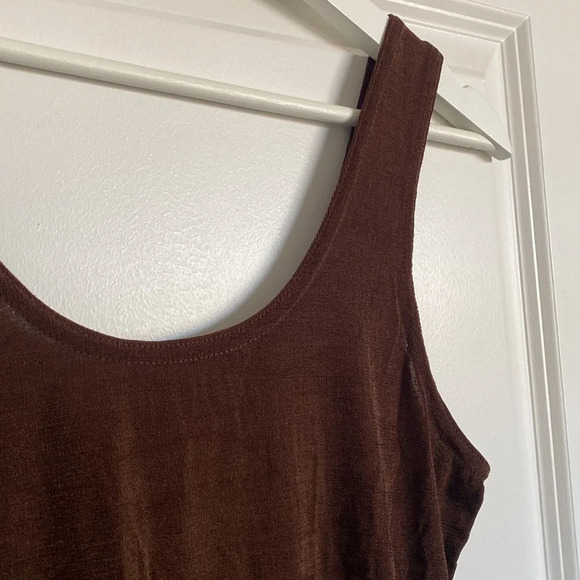 Vintage Brown Mesh Tank - large retro basic party top sleeveless - Picture 2 of 4